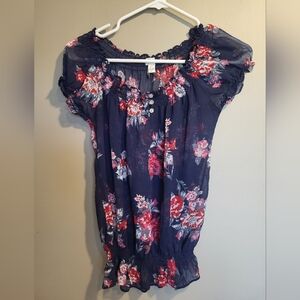 Dynamite Navy Floral Top, Size Small